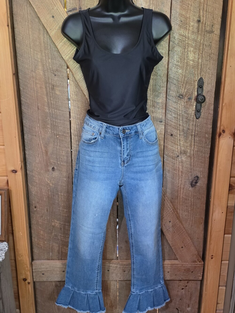 Boho Ruffle Hem Earl Jean Denim Jeans Womens 8 Light Blue EUC